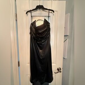 Elegant Black Faux Leather Dress Revolve x Michael Costello